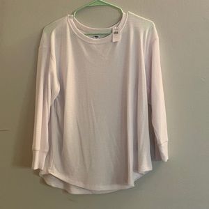 White Waffle Knit Long Sleeve Tee